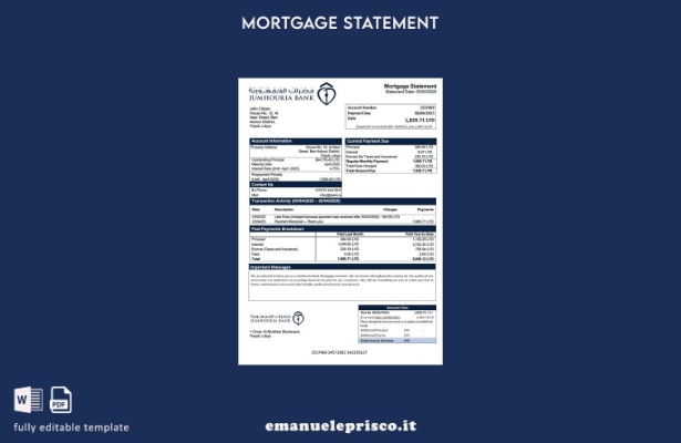 stile verificato Estratto conto del mutuo della Libia Jumhouria Bank Modello Wor